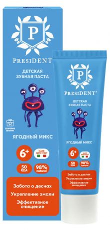Зубная паста детская President 6+ Ягодный микс, 43 г