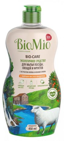 Средство для мытья посуды овощей и фруктов BioMio с эфирным маслом мандарина, 450 мл
