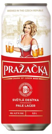 Пиво Prazacka светлое фильтрованное 4%, 500 мл