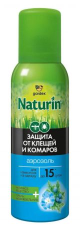 Аэрозоль от комаров и клещей Gardex Naturin на одежду, 100 мл