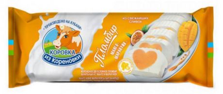 Мороженое Коровка из Кореновки пломбир двухслойный ваниль и манго-маракуйя, 400 г