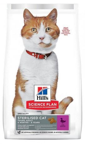 Сухой корм для стерилизованных кошек Hill's Science Plan Sterilised Cat утка, 1,5 кг