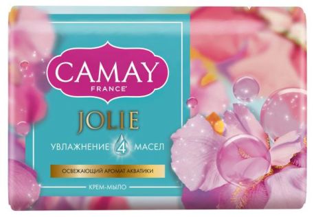 Мыло туалетное Camay Jolie Увлажнение 4 масел с ароматом акватики, 85 г
