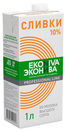 Сливки ЭкоНива Professional line ультрапастеризованные 10%, 1 л