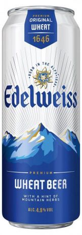 Пивной напиток Edelweiss светлое нефильтрованное 4,9%, 430 мл