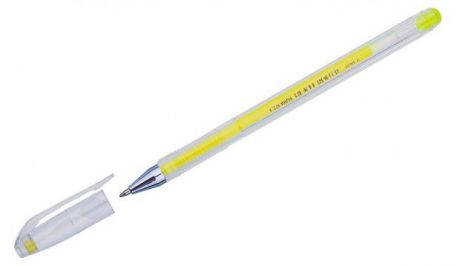 Ручка гелевая Crown Hi-Jell Color желтая, 0,7 мм