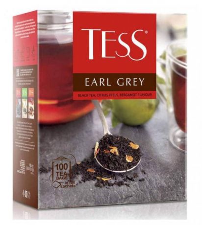 Чай черный Tess Earl Grey бергамот, 100х1,8 г