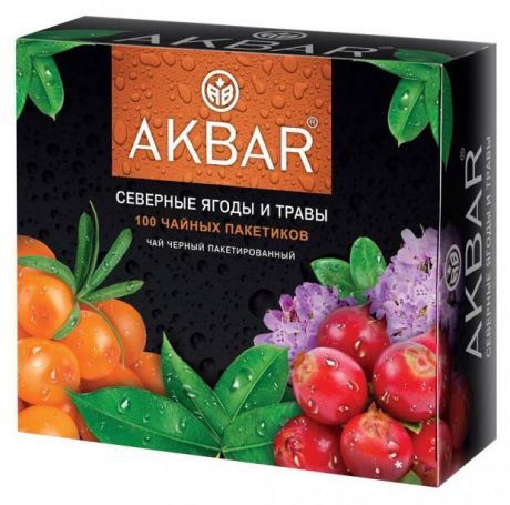 Чай чёрный AKBAR Северные ягоды и травы, 100x1,5г