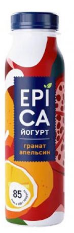 Йогурт питьевой EPICA с гранатом и апельсином 2,5%, 260 мл