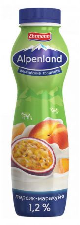 Йогурт питьевой Alpenland персик маракуйя 1,2%, 290 мл