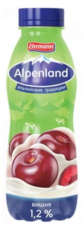 Йогурт питьевой Alpenland вишня 1,2%, 420 мл