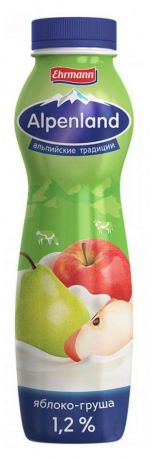 Йогурт питьевой Alpenland яблоко груша 1,2%, 290 мл