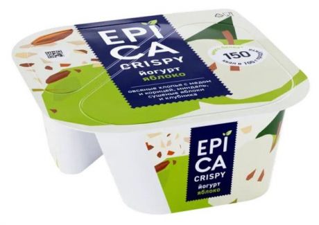 Йогурт EPICA Crispy с яблоком и смесью мюсли миндаля сушеных яблок 5,7%, 138 г
