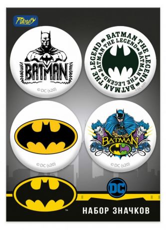 Значки DC Бэтмен закатные, 4 шт