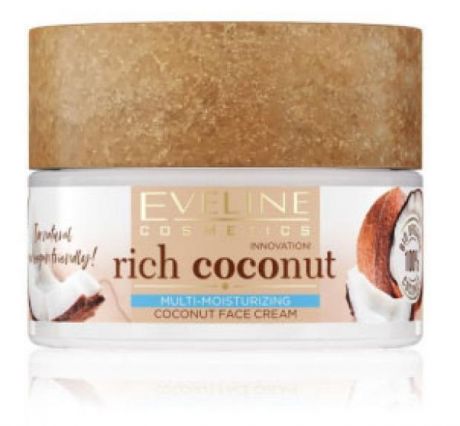 Крем для лица Eveline Rich Coconut для сухой и чувствительной кожи, 50 мл