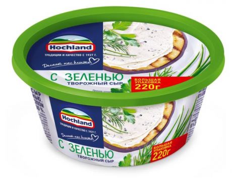 Сыр творожный Hochland с зеленью 60%, 220 г