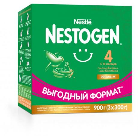 Молочко Nestogen 4 с пребиотиками и лактобактериями L.Reuteri с 18 мес. 900 г