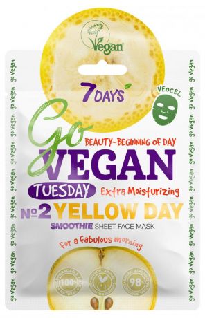 Тканевая Smoothie маска для лица Go Vegan 7 Days Tuesday Yellow Day, 25 г