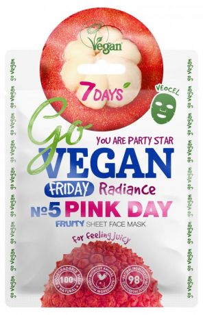 Тканевая Fruity маска для лица Go Vegan 7 Days Friday Pink Day, 25 г