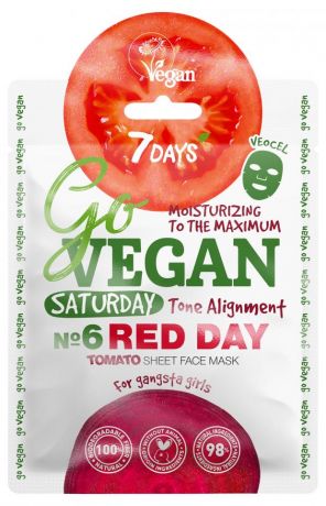Тканевая Tomato маска для лица Go Vegan 7 Days Saturday Red Day, 25 г