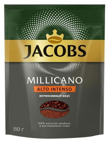 Кофе растворимый Jacobs Millicano Alto Intenso с добавлением молотого, 110 г