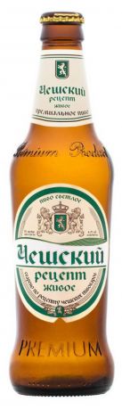 Пиво Чешский Рецепт Живое Светлое фильтрованное 4,7%, 450 мл