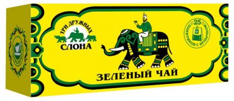 Чай зеленый Три Дружных Слона, 25x2 г