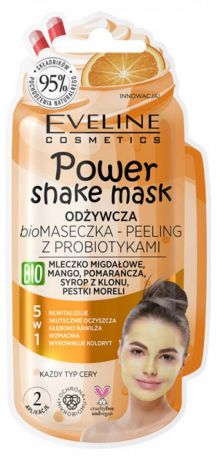Питательная bioмаска-пилинг с пробиотиками серии power shake mask Eveline, 10мл