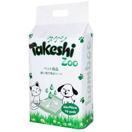 Пеленки для домашних животных TAKESHI ZOO впитывающие бамбуковые 60х90см 10шт