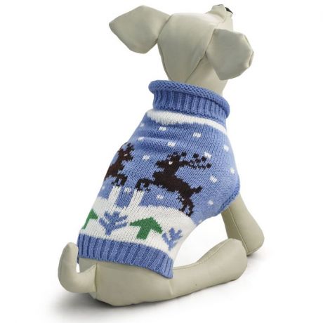 Свитер для собак TRIOL Олени M, голубой, размер 30см