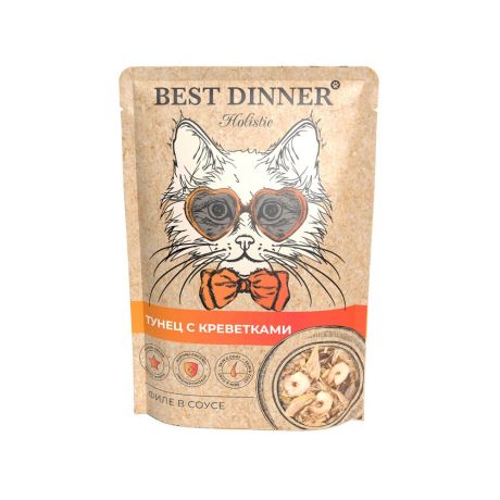 Корм для кошек Best Dinner Holistic Тунец с креветками в соусе пауч 70г