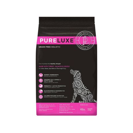 Корм для собак PureLuxe для нормализации веса, индейка с лососем и чечевицей сух. 1,81кг