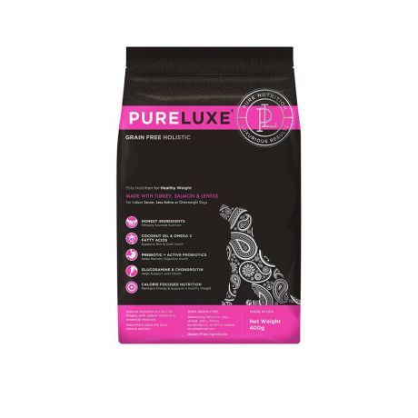 Корм для собак PureLuxe для нормализации веса, индейка с лососем и чечевицей сух. 400г