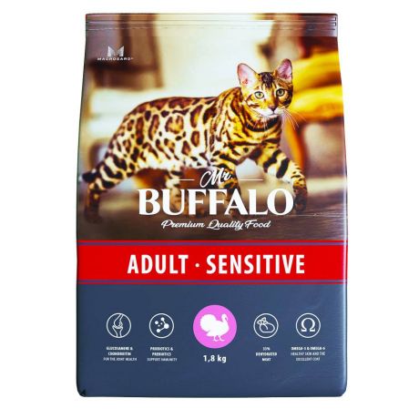 Корм для кошек Mr.Buffalo Sensitive индейка сух. 1,8кг