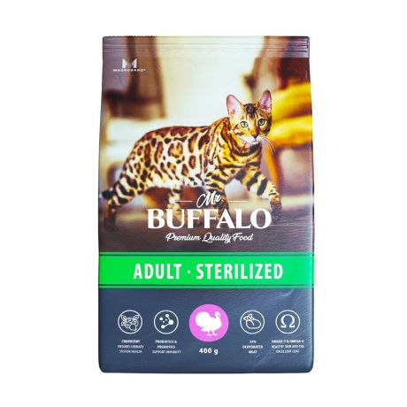 Корм для кошек Mr.Buffalo Sterilized индейка сух. 400г