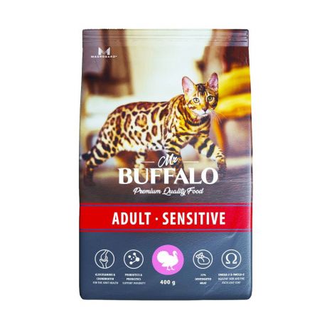Корм для кошек Mr.Buffalo Sensitive индейка сух. 400г