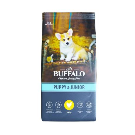 Корм для щенков и молодых собак Mr.Buffalo курица сух. 800г