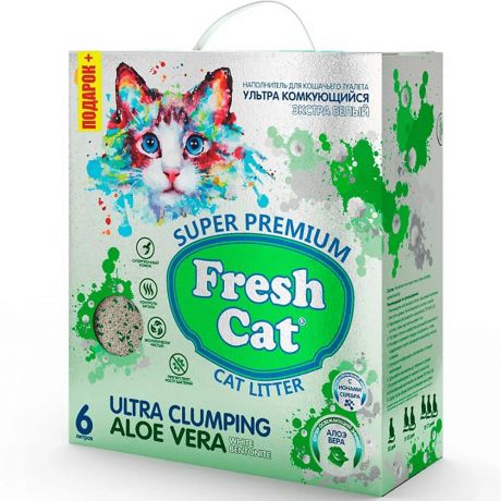 Наполнитель для кошачьего туалета FRESH CAT комкующийся с ароматом Алоэ вера 6л