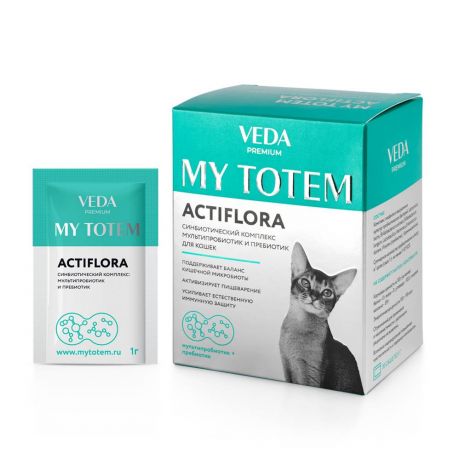 Синбиотический комплекс для кошек ВЕДА My Totem Actiflora мультипробиотик и пребиотик 30шт