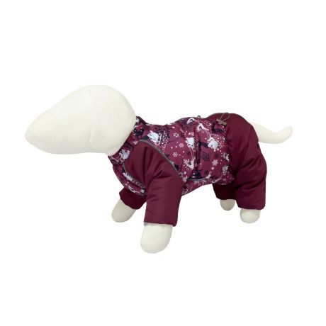 Комбинезон для собак OSSO-Fashion Снежинка р.37 (девочка) олени/принт бордо