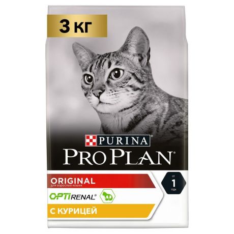 Корм для кошек Pro Plan Original для поддержания здоровья почек, с курицей сух. 3кг