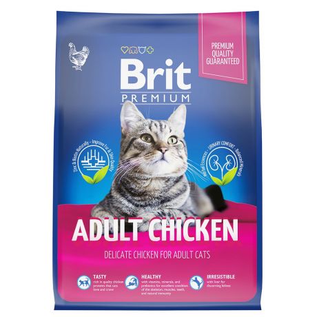 Корм для кошек Brit Premium Cat Adult курица сух. 2кг