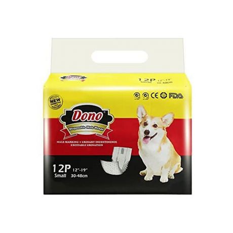 Пояса для кобелей Dono Male Pet Diaper с индикацией наполнения, одноразовые,размер S,12-19 кг, 12шт