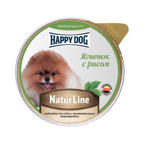 Корм для собак HAPPY DOG Natur Line Ягненок с рисом паштет ламистер 125г