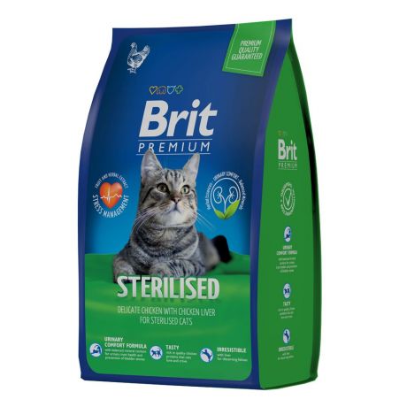 Корм для кошек Brit Premium Cat для стерилизованных, курица сух. 800г