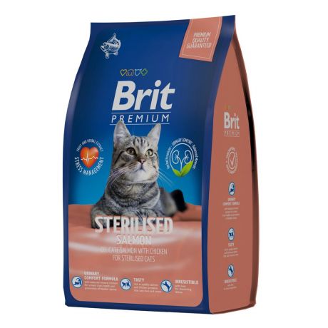 Корм для кошек Brit Premium Cat для стерилизованных, лосось с курицей сух. 800г