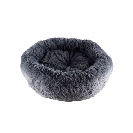 Лежак для животных Foxie Fur Real 53х53х20см круглый из меха темно-серый