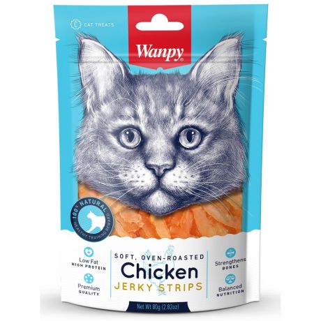 Лакомство для кошек WANPY Cat мягкая вяленая соломка из курицы 80 г