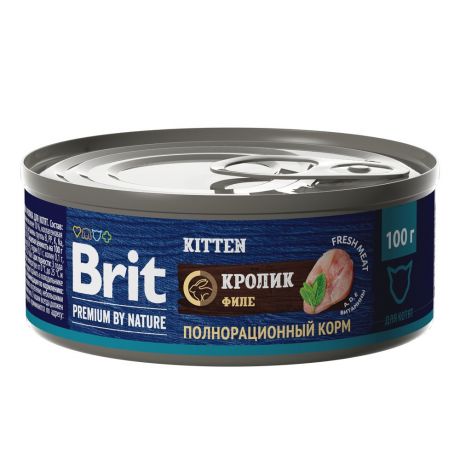 Корм для котят Brit Premium by Nature мясо кролика банка 100г