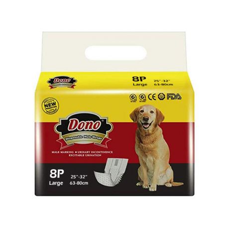 Пояса для кобелей Dono Male Pet Diaper с индикацией наполнения, одноразовые,размер L, 25-32 кг, 8шт